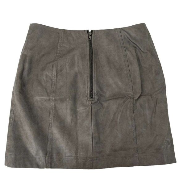 Blush Boutique Vegan Leather Mini Skirt Womens Size Small Brownish Gray Boho - Picture 2 of 8